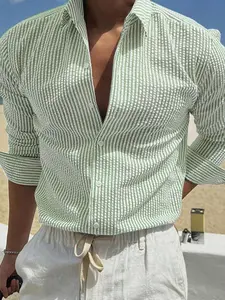 Men's Long Sleeve Striped Shirt, Casual Style Shirt, with Loose Fit, Stylish & Comfortable Casual Wear for All Seasons, Ideal for Outdoor Activities