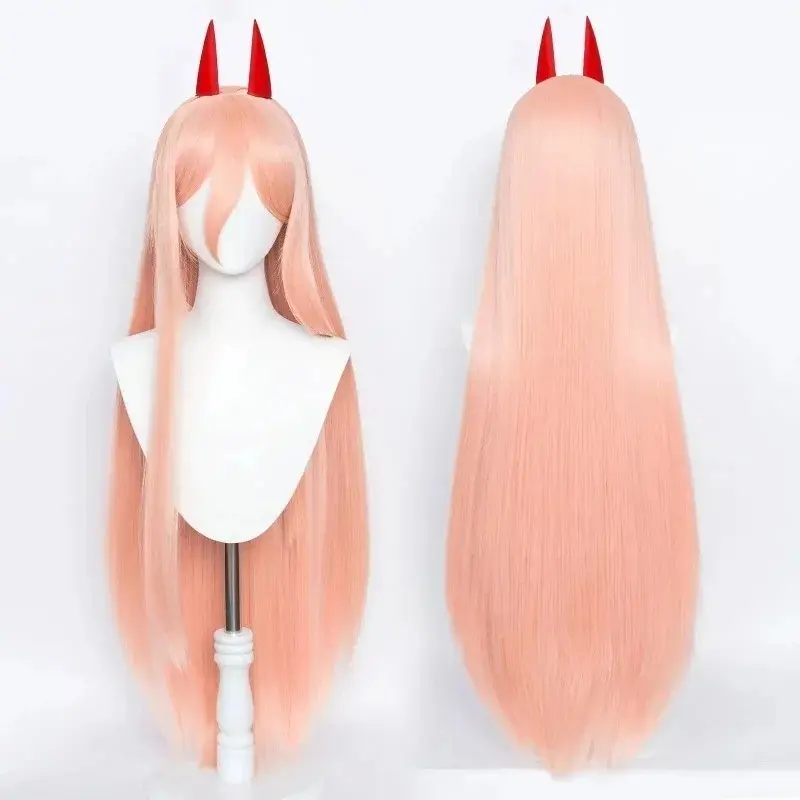 New Anime Maakima Poower Cosplay Wig Long Orange Pink Heat Resistant Synthetic Hair Party Role Play Wigs