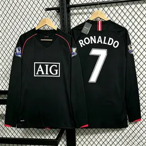 "07 08C7 Ronaldo Away Black Long Sleeve Vintage Fan Edition Jersey "