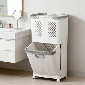 Large modern laundry basket with storage function - made of durable material, space-saving design suitable for bathroom and home organization, household organizing storage box, laundry basket, Laundry Basket Organizer