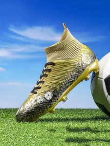 Men's High Top Lace-Up Football Boots, Breathable Non-slip Football Shoes, Professional Soccer Shoes for Outdoor Training