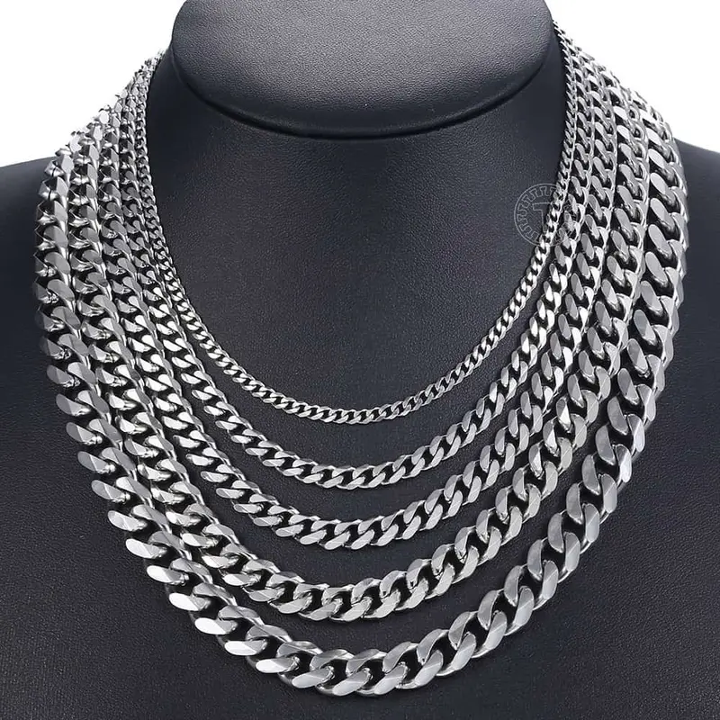 Hermah Choker Necklace for Men Women 3/5/7/9/11mm Wide 16-30inch Cuban Curb Stainless Steel Jewelry Accessories