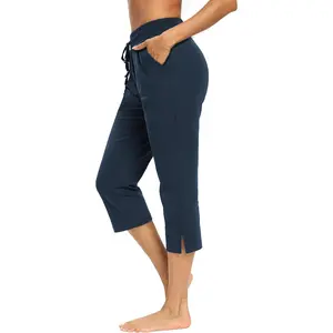 Capris for Women Casual Summer Wide Leg Crop Pants Loose Comfy Drawstring Yoga Jogger Capri Pants with PocketsGift
