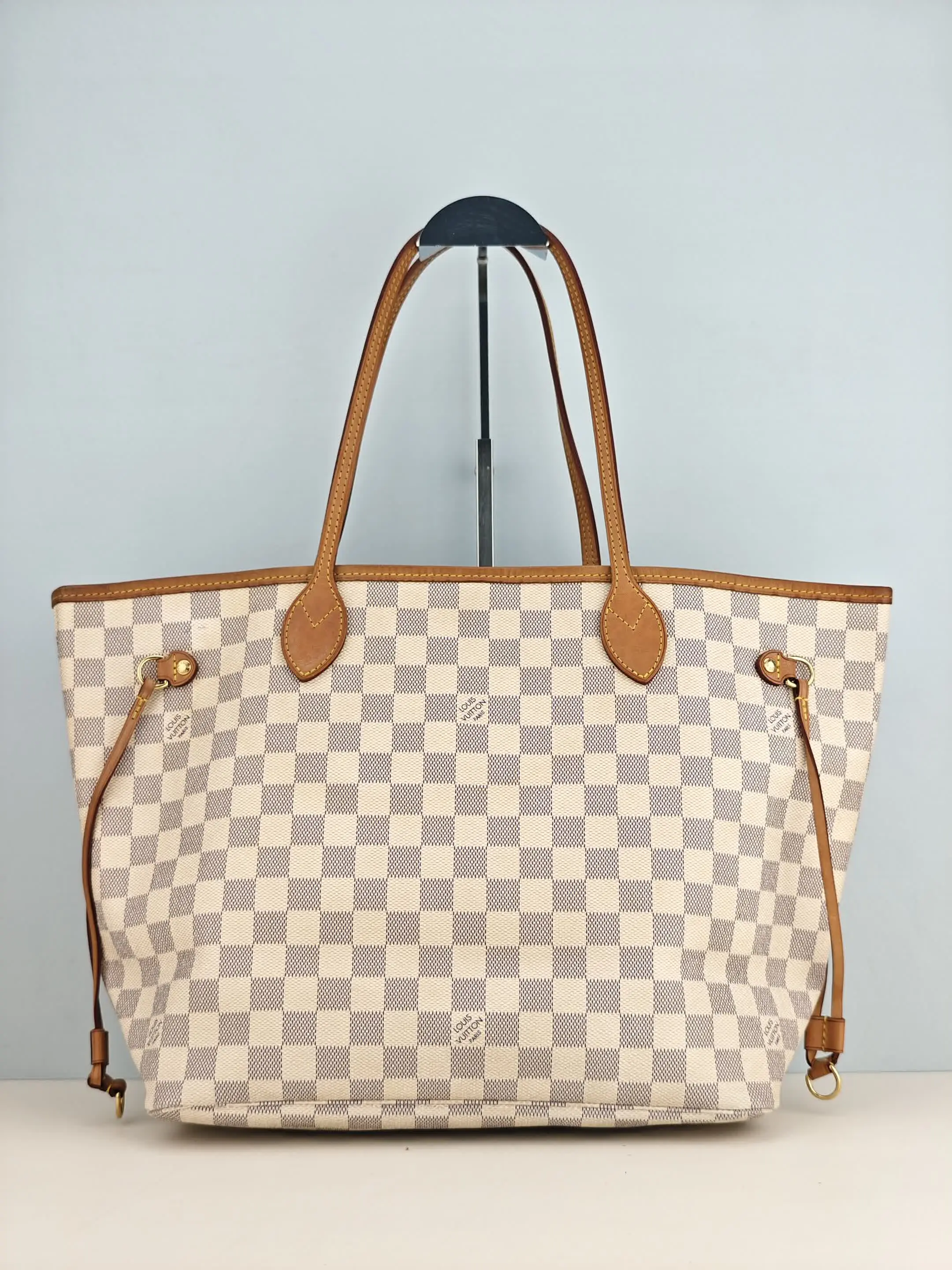 Pre-owned Damier Azur coated canvas Tote Bags Louis Vuitton Neverfull MM Damier Azur Canvas Tote Bag【SA5100】