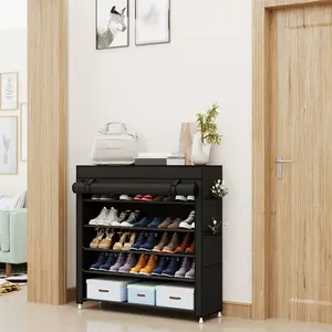 UDEAR 6 Tier Shoe Rack 5 Shelf Compartments with Dust Cover，Easy to Installation