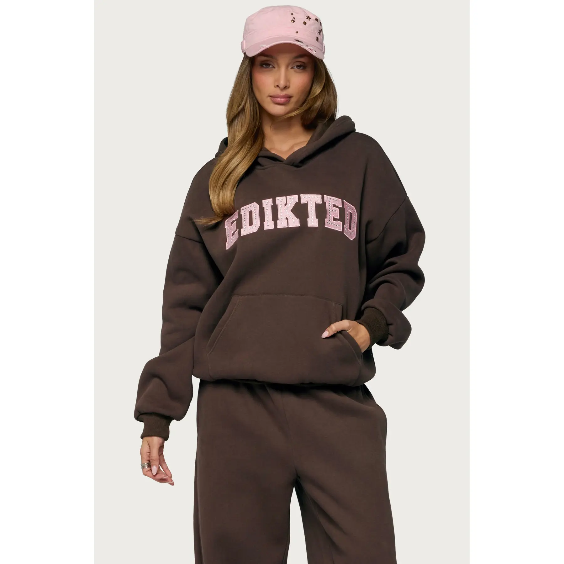 Edikted Glow Rhinestone Hoodie