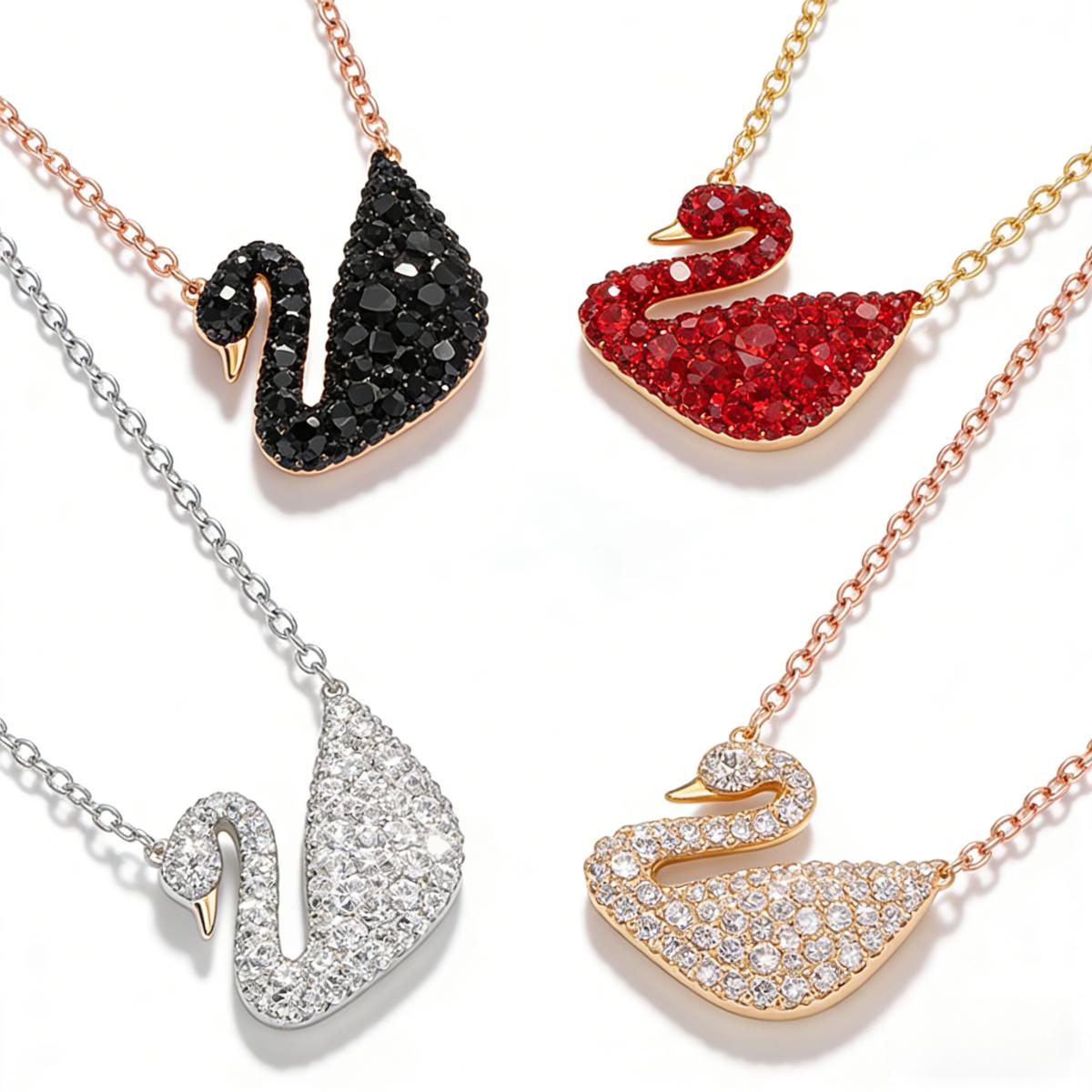 Elegant Swan Necklace with Sparkling Beating Heart Crystal, Luxury Fashion Clavicle Necklace for Women