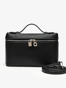 Women's Solid Color Zipper Crossbody Bag, Fashionable Pu Leather Handbag for Daily Used, Casual Trendy Versatile High-quality Daily Commuting Bag