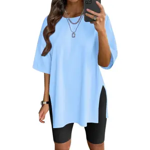 Women's Army Green Basic Oversized Baggy Short Sleeve T-Shirt Top - Round Neck, Breathable Soft Cotton, Minimalist Streetwear Women's T-Shirts for Summer Casual Workout