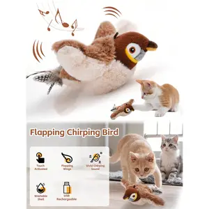 Rechargeable Pet Toy, Interactive Chirping Cat Bird Play, Touch Activated Kitten Toy, Durable Design for All Breeds, Fun & Engaging Pet Accessory