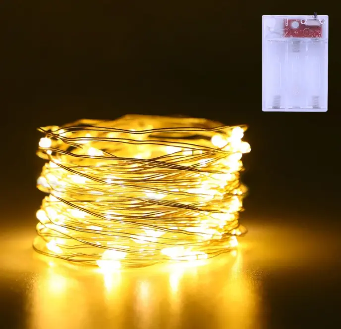 Fairy Lights Battery Operated 1 Pack 16.4Ft 50 LEDs Silver Copper Wire Twinkle Lights for Halloween Christmas Bedroom Indoor Outdoor Wedding Dorm Parties Holiday Yard Decorations (Warm White)