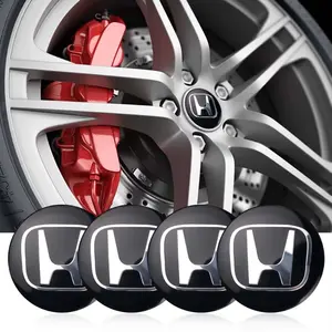 JDM Style 4Pcs Dual Size 56mm/60mm Hub Cap Logo Stickers, Vehicle Exterior Decoration, Sport Rim Covers for Honda CIVIC Mugen Type R/S Si RR XR-V, Wear Resistant Decals, Styling Mod, Aftermarket DIY Car Exterior Tuning Parts