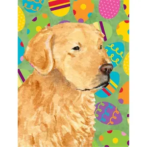 212 MAIN 28x40 in. Full Size Golden Retriever Easter Eggtravaganza Weatherproof Fade-Resistant House Flag, Outdoor Decor Banner for Home & Festive Use