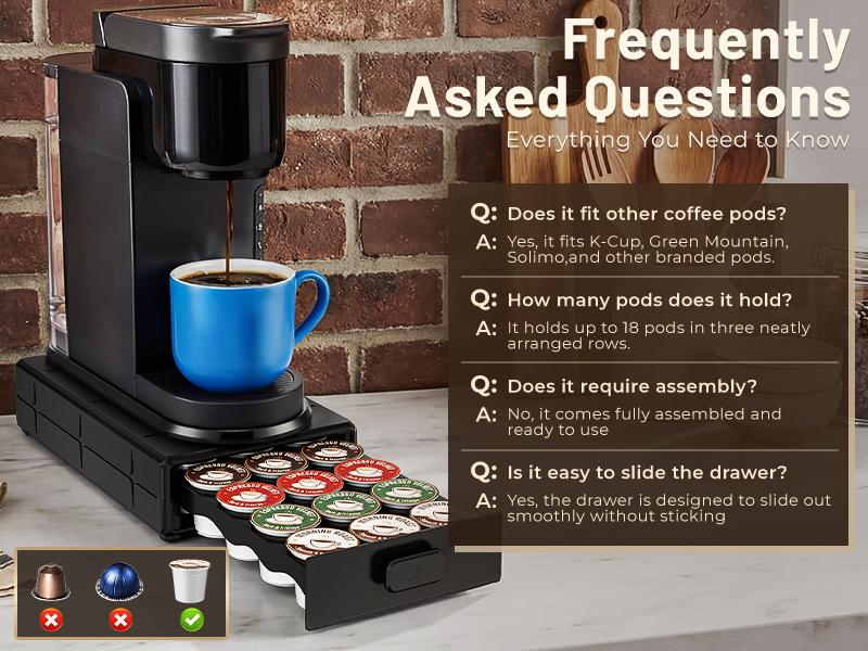 EVERIE Coffee Pod Drawer Compatible with Keurig  Smooth Slide Organizer Saves Counter Space Holds 18 Pods