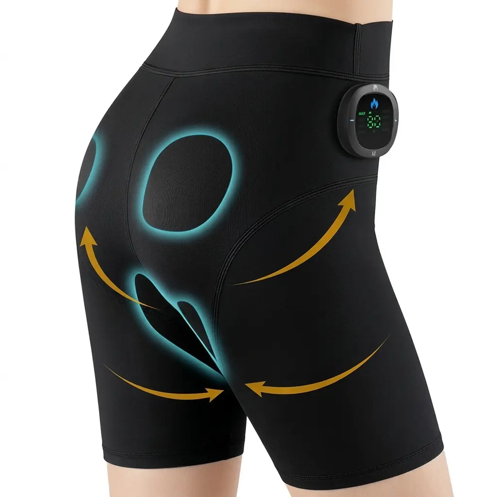 FITMATE EMS Booty Lift & Massage Shorts: 8-Mode Microcurrent for Glute Sculpting & Pelvic Floor Support, 30 Levels,  Adjustable Heat for Women