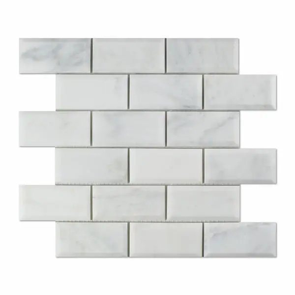 Calacatta Prestige (Asian Statuary) 2x4 Beveled Mosaic Polished/Honed Tile