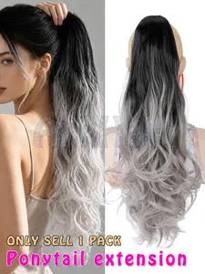 Gradient Wavy Thermal Fiber Synthetic Curly Ponytail Wig, Claw-Shaped, Perfect for Women, Ideal for Christmas, Halloween, Festivals, Parties