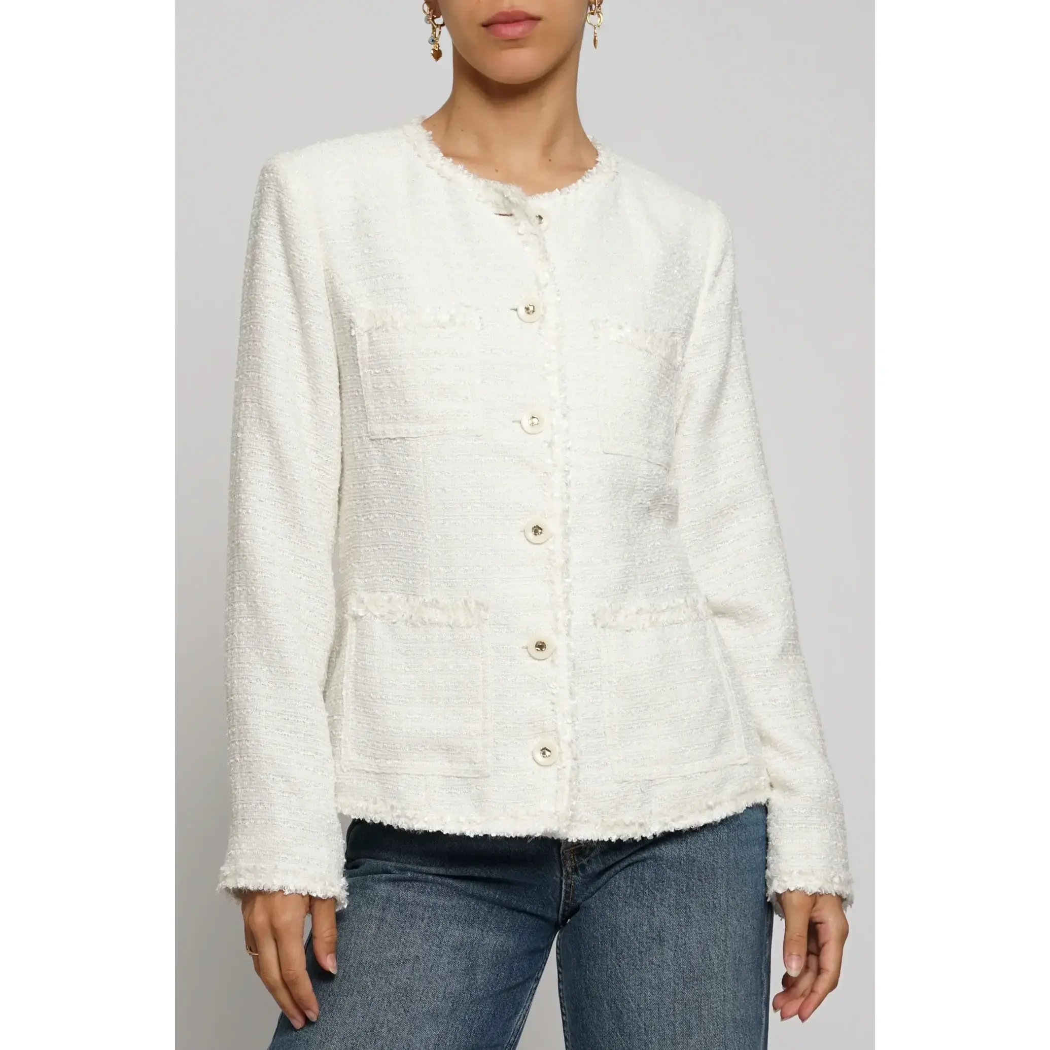 Women's Boucle Jacket, 4 Front Pockets - GSJ1082