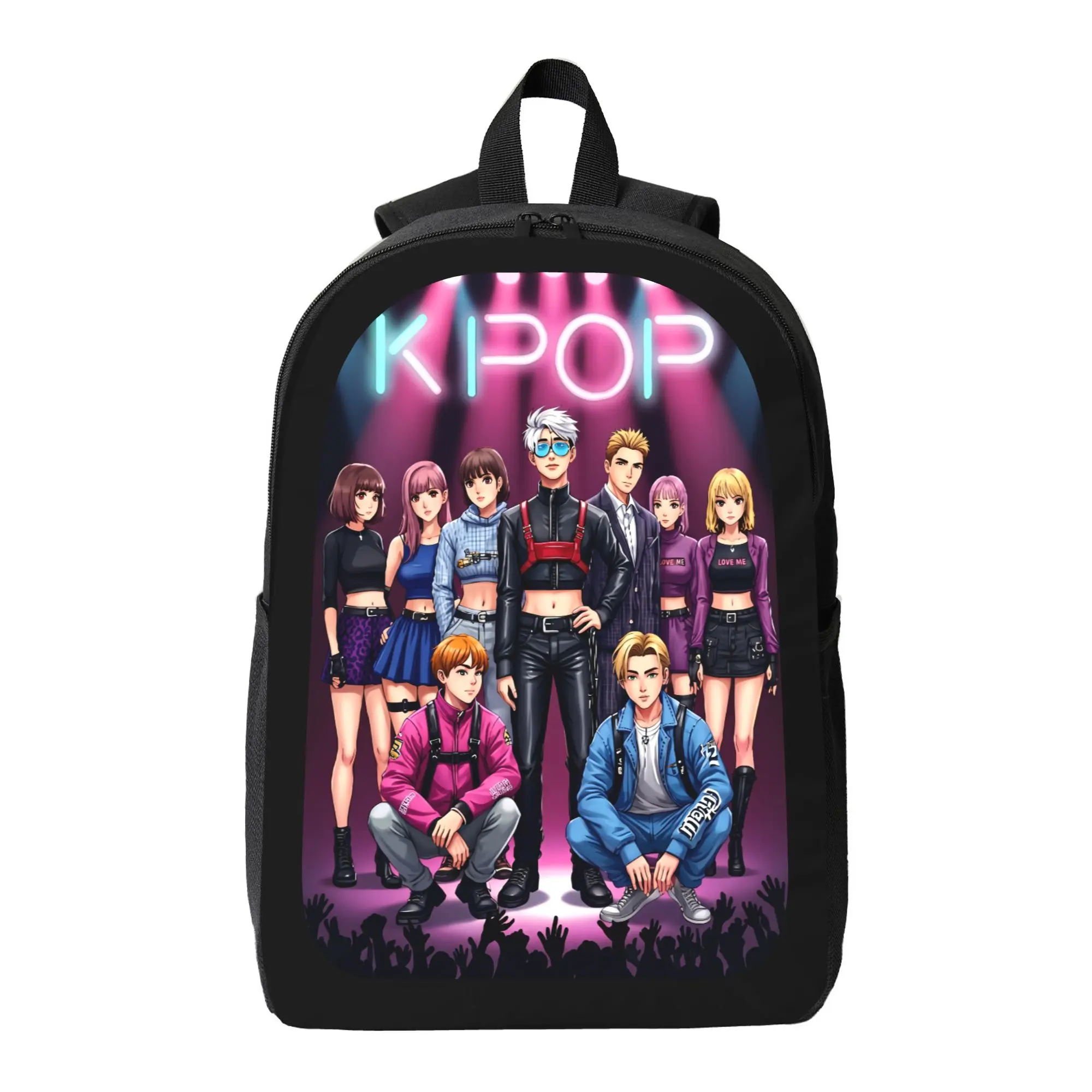KPOP Print Backpack, Korean Pop Music Large Capacity Daypack with Adjustable Straps, Lightweight Bookbag for School, Commute, Travel, Trendy Casual Bag for Teens, Cool Back to School Gift for Kpop Fans