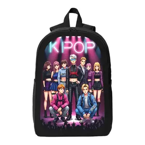 KPOP Print Backpack, Korean Pop Music Large Capacity Daypack with Adjustable Straps, Lightweight Bookbag for School, Commute, Travel, Trendy Casual Bag for Teens, Cool Back to School Gift for Kpop Fans