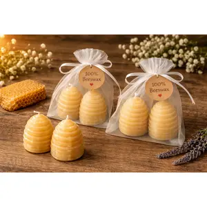 Pure Beeswax Beehive Candles – Unscented Natural Honeycomb Set | Hand-Poured