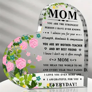 Birthday Gifts for Mom-Heart Acrylic Plaque Mom Present - Cool Mom Presents From Daughter, Son, Dad - Heartwarming Mom Birthday Gift