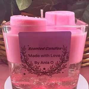 Ania O Scented Candles Made with Love by Ania O Pink Scented Candles in Clear Glass Container