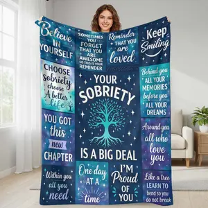 Inspirational Quotes Flannel Blanket Tree of Life Motivational Positive Words Print Soft Cozy Warm Lightweight Throw for Bedroom Sofa Office Gifts Encouragement Recovery Decor Meditation Reading Relaxation summerwins