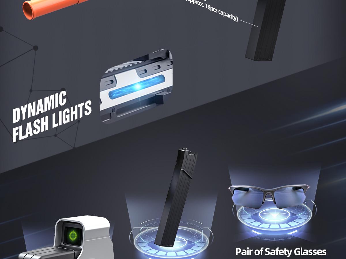 SOFITEN Phasr N, 7.4V Full-Auto High Speed Toy Foam Dart Blaster set with Tactical Vest / 2 style Darts / Scopes / Modular Battery / Extended Magazine(*18) Ideal Toy Gun for nerf guns fans;For boys girls 8+ Gift / outdoorfun/ birthday / valentine gift