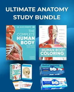 Ultimate Anatomy Study Bundle 5-Pack – Human Body Coloring Book, Complete Anatomy Guide, Medical Terminology Flash Cards & Blank Study Cards