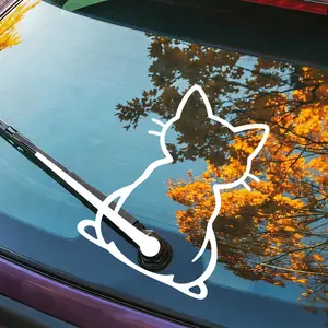 Minimalist Style White Cat Car Sticker Is Waterproof and Easy To Apply. Suitable for Car Windshield Bumper Rear Window Cat Silhouette Decoration Sticker Simple Pet Theme Car Modification Sticker for Cat Lovers Modern Car Accessories