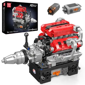 Mould King 10204 V8 Engine Building Blocks Sets, V8 Engine Model kit That Run, Build Your Own STEM Model Mini Engine, 8-Cylinder FE Car Engine Building Engineering Toys for Kids/Adults(750+PCS)