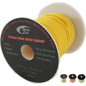 Blaze Line 100% Polyester Climbing Throw Line Rope 2 mm (1/12 in) 150 ft Stool Cord 200 lbs Tensile Strength (Luminous Yellow)