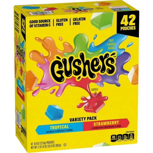 Gushers Strawberry & Tropical Variety Pack Snacks, 0.8 oz., 42 pk. Gushers Strawberry & Tropical Variety Pack Snacks, 0.8 oz., 42 pk.