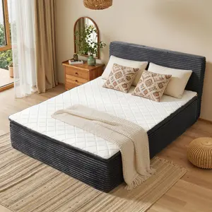 【HOOOWOOO】Hybrid Mattress in a Box, Twin/Full/Queen, Memory Foam & Support Springs, Pressure Relief, Breathable Fabric, Motion,with Removable Headboard, No Assembly Required