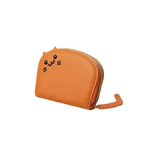 Elegant Cat Coin Purse for Women - Cute Short Leather Wallet with card Slot, Mini Zipper Purse Organizer & Travel Pouch for Cards,Card Holder