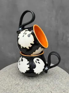 Ghost coffee mug.Halloween mug.Handmade coffee mug. Eco-Friendly