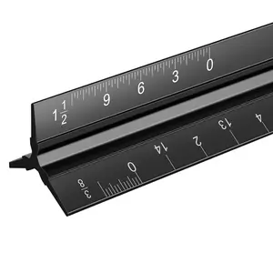 Architectural Scale Ruler, 12 Inch Aluminium Architect Scale Ruler, Imperial Metal Engineers Triangular Ruler for Architects, Students and Draftsmen,  Etched Markings