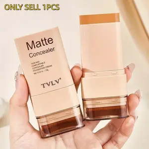 2-In-1 Foundation Concealer Stick, Long-Lasting Waterproof Matte Effect, Flawless, Complexion Perfecting, Internal Brush Head, Full Coverage Creamy Texture, Multi-Tones Available, Makeup
