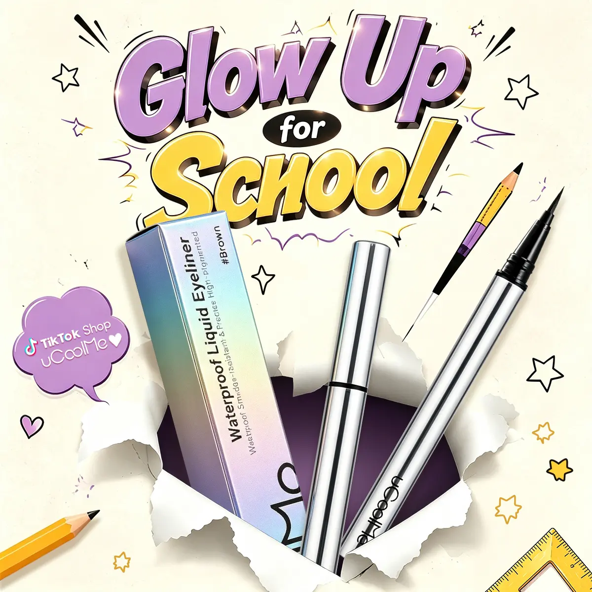 uCoolMe Waterproof Liquid Eyeliner Tawny Brown & Black Long Lasting No Smudge Eyeliner For Women's Makeup Beauty Cosmetics Flawless Look All Day