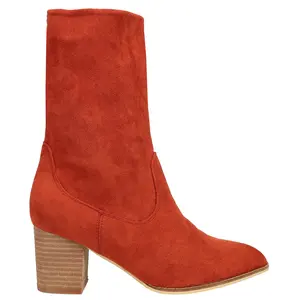 Corkys Womens Wicked Round Toe Pull On Casual Boots Mid Calf Mid Heel 2-3" - Red