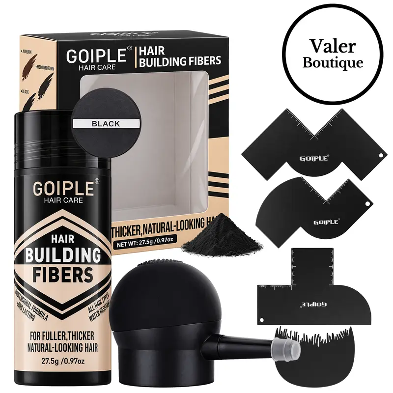 Hair Building Fibers with Spray for Men Hair Thickening Powder Natural Look Professional Hair Styling Texture Powder for Haircare(Black)