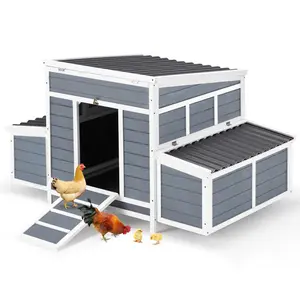 AECOJOY Chicken Coop, 56" Large Wooden Chicken Hutch with 6 Nesting Boxes, Outdoor Hen House Chicken Cage