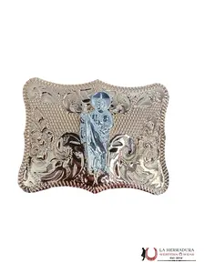 GOLD & SILVER SAN JUDAS SQUARE BUCKLE 19