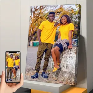 1pc Custom Photo Canvas Poster - Personalized Portrait Painting, Vertical Wall Art for Living Room, Bedroom, Office, Bathroom - Modern Home Decor with Your Own Picture - Perfect Wedding, Anniversary, Housewarming Gift - Easy Upload & Quick Delivery, Pictu