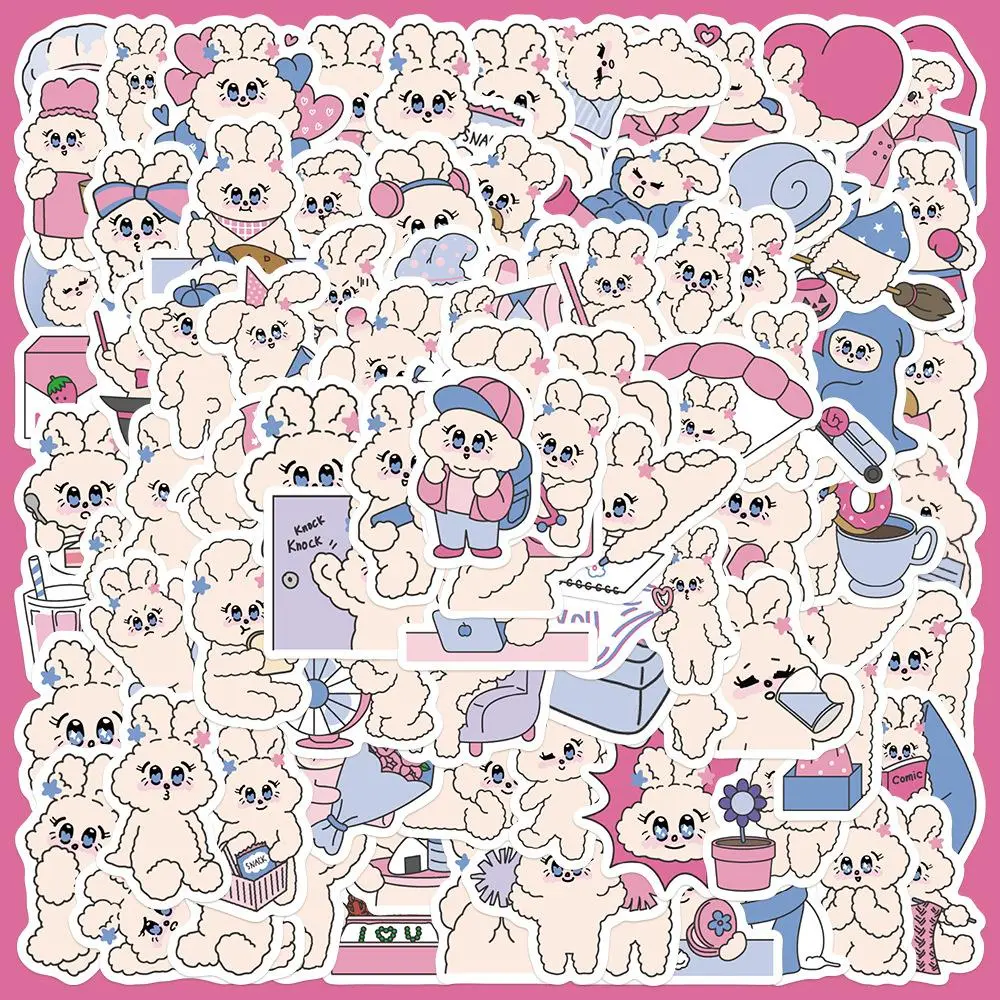Cute Rabbit Series Sticker, 90pcs/set Waterproof Decorative Sticker, DIY Decals for Water Bottle, Laptop, Phone Case, Scrapbooking, Journal Making