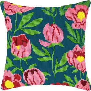 Needlepoint Pillow Kit - Peach Tulips