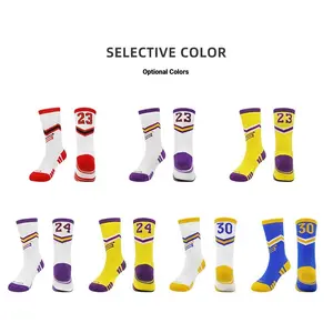 7 Pairs Boys' Basketball Socks - All-Season Cotton Mid-Calf, Breathable Non-Slip Sweat-Wicking, Multi-Color