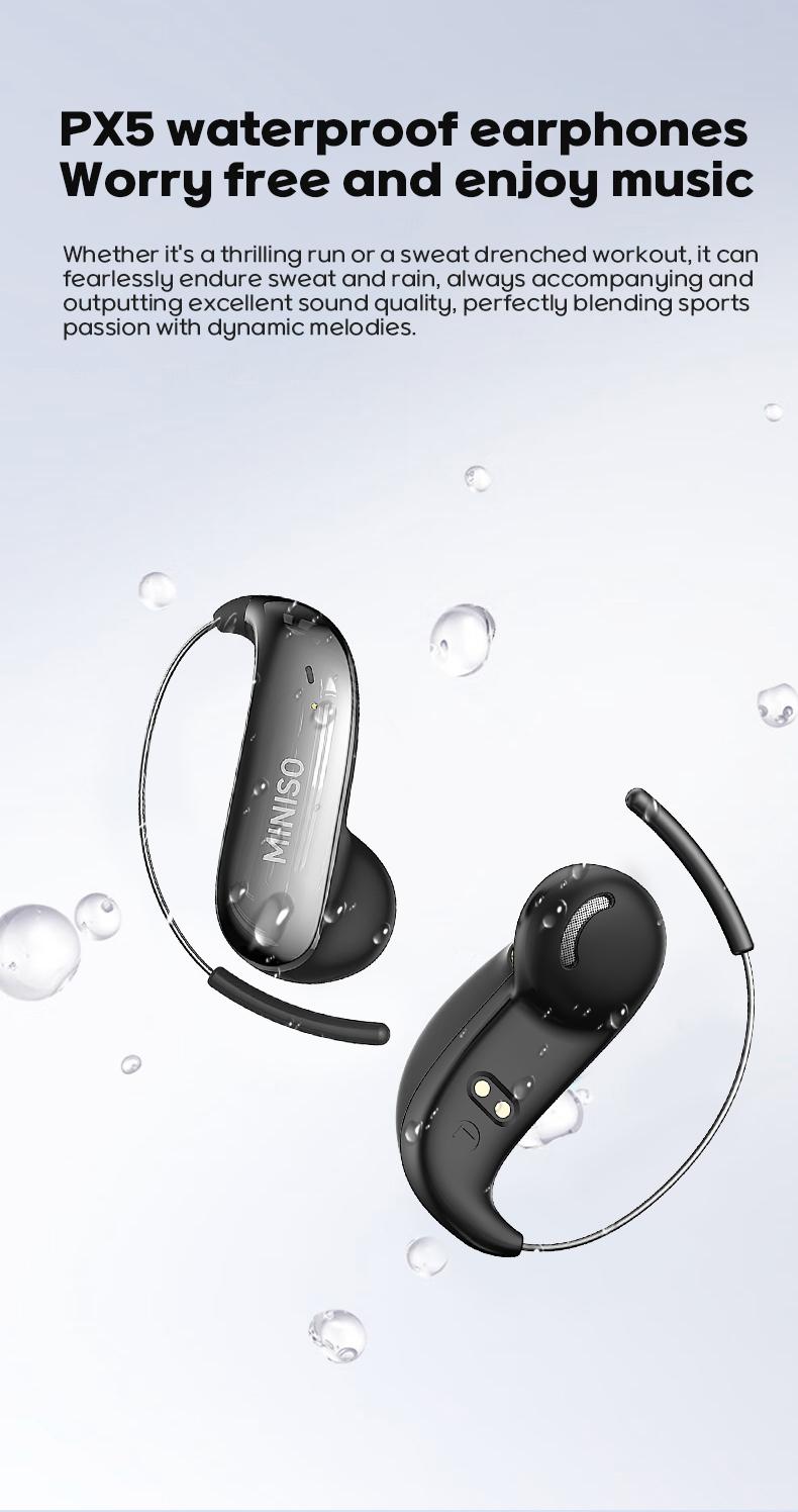 MINISO Wireless EarBuds - Bluetooth Headphones with Zero‑Gravity Titanium Ear‑Hook Design, Noise Isolation, Wireless Earbuds Headset Bluetooth 6.0, IPX5 Waterproof & Sweatproof, Ideal for Travel & Electronic Gifts for Men and Women