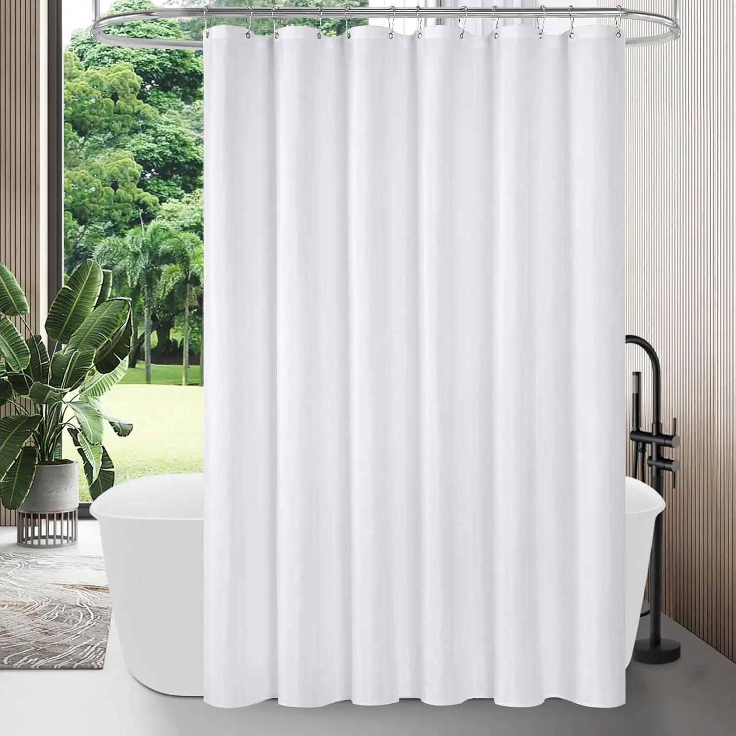 Solid Color Waterproof Shower Curtain, 1 Count Modern Minimalist Comfort Cloth Shower Curtain, Machine Washable Bath Curtain for Home Bathroom Hotel Dormitory Decor